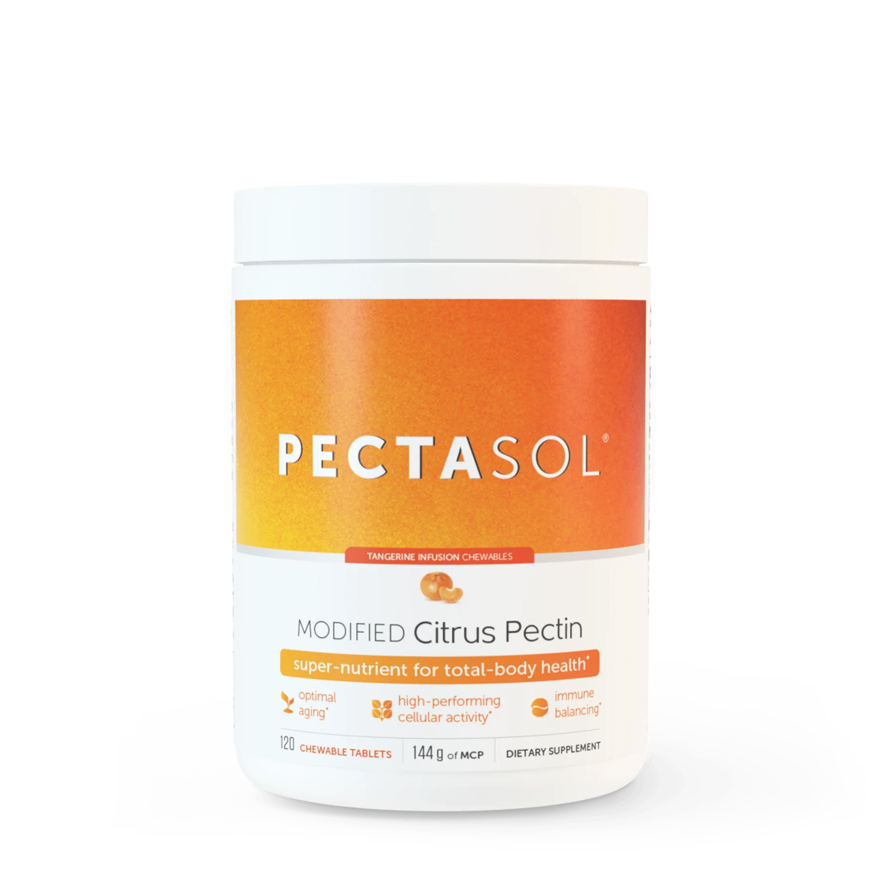PectaSol-C (Modified Citrus Pectin) Tangerine Infusion - 120 Chewable Tablets - ecoNugenics